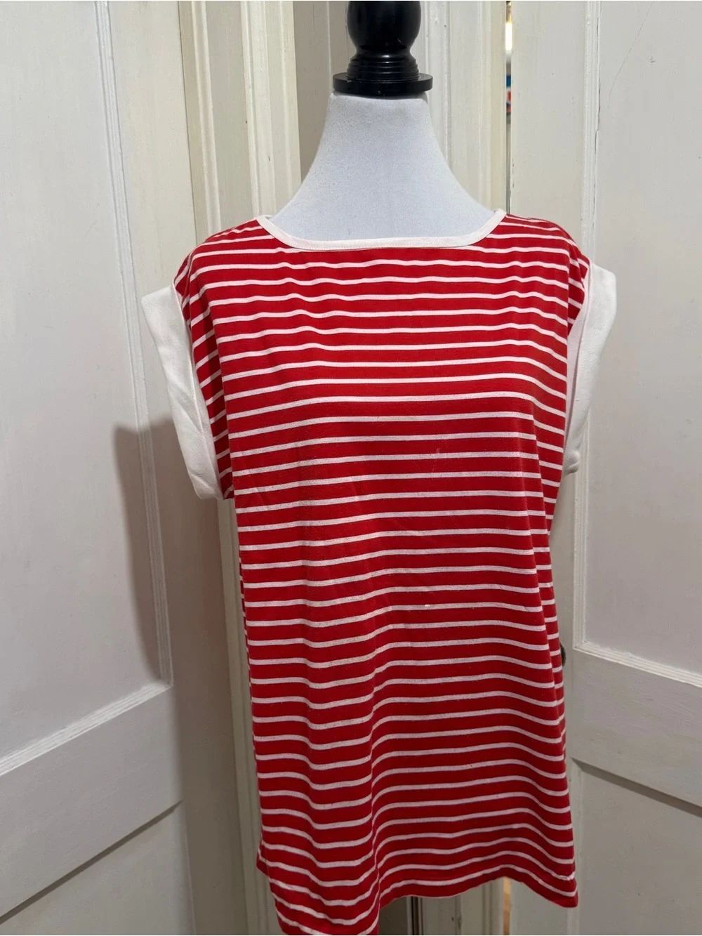 Vintage Red and White Striped Sleeveless Top Queen Bee
